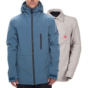 686 Smarty 3-in-1 Phase Softshell Snowboard Jacket, men's small, blue steel